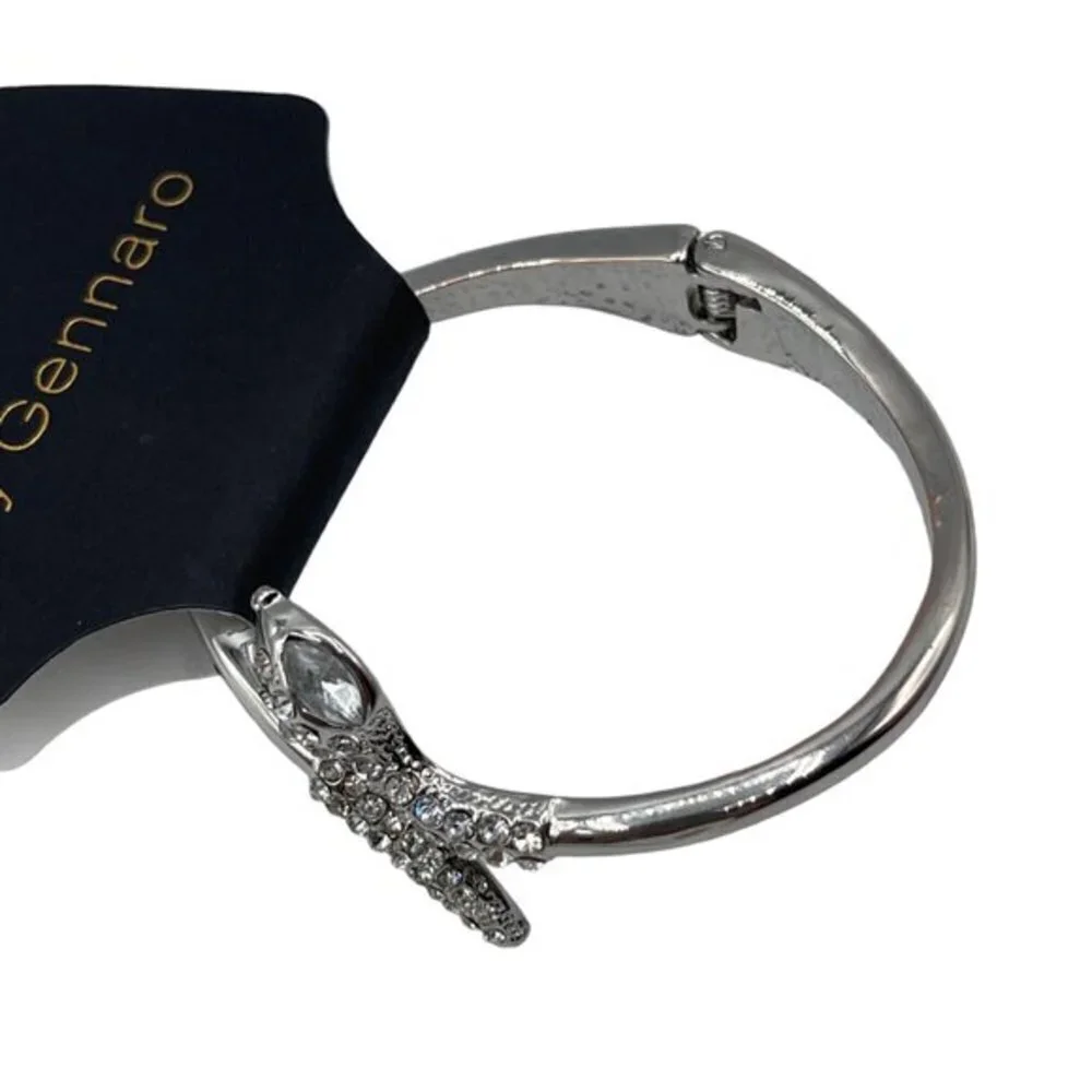 g by Gennaro Silver Diamond Snake Bangle Bracelet